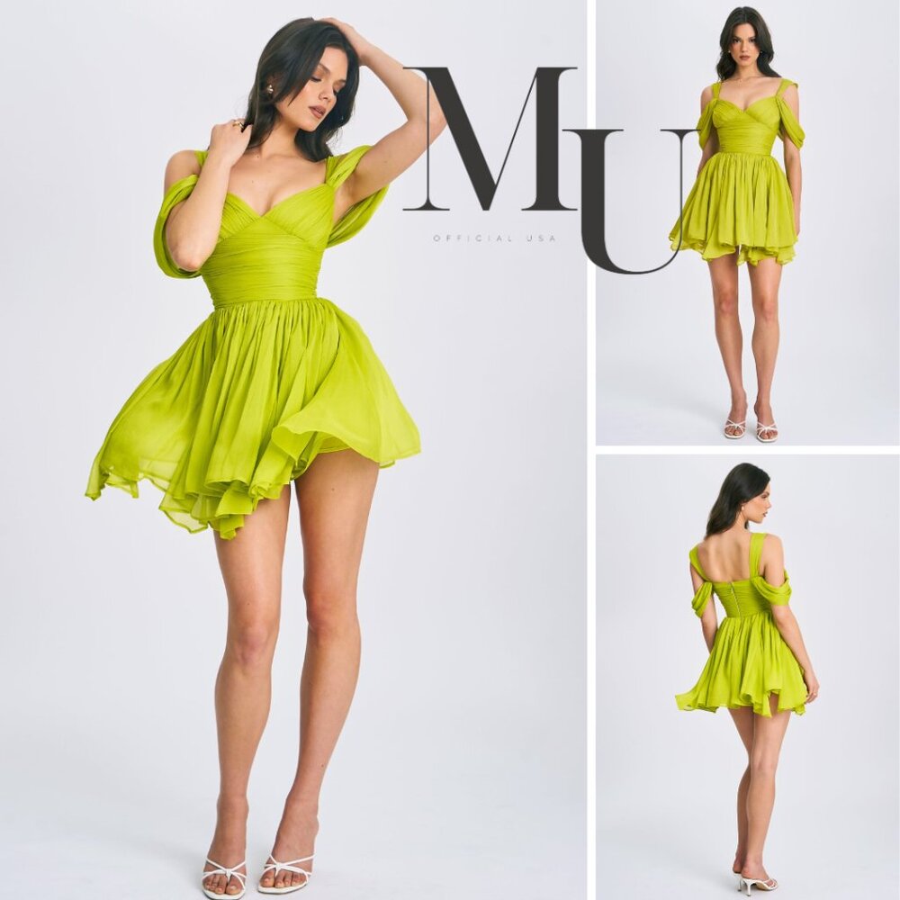 🍏Frani Olive Green Layered Mesh Mini Dress🍏
